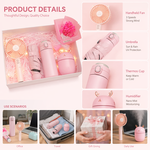 Magnifique ensemble cadeau comprenant un ventilateur à main, un parapluie et un humidificateur pour la fête des mères, les mariages et des idées de nouveaux produits pour <span class=keywords><strong>maman</strong></span> - Product Image 2