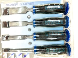 GK-F005 पेशेवर और टिकाऊ फ्लैट वुडवर्किंग चिजेल सेट, लकड़ी के लिए 4-पीसी सेट 6 मिमी 12mm18 मिमी 25 मिमी चिसेल सेट - Product Image 4