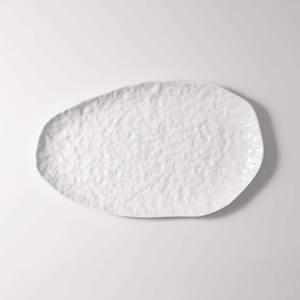 Plats en porcelaine de texture gaufrée de roche élégante d'usine pour la vaisselle de <span class=keywords><strong>restaurant</strong></span> gastronomique assiettes de service en céramique blanche uniques - Product Image 4