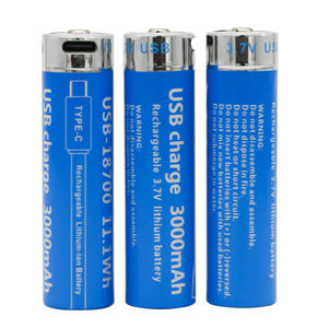 נטענת Usb <span class=keywords><strong>18700</strong></span> סוללה 3.7v 3000mah המשך נטענת Usb סוללות Usb Aa סוללה - Product Image 1
