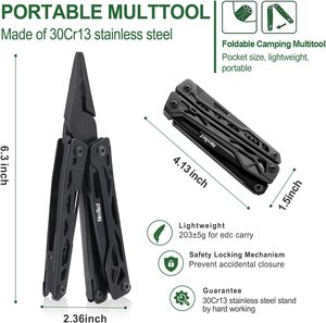 Outil multifonctionnel de camping NexTool 11 en 1 avec pince à bec effilé, <span class=keywords><strong>ciseaux</strong></span>, embouts de tournevis, couteau de poche en acier inoxydable, outil de jardin - Product Image 2