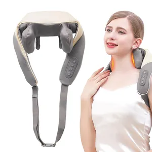Type-C Rechargeable Kneading Massage Hot Compress Shiatsu Back Shoulder Neck Massager for Pain Relief