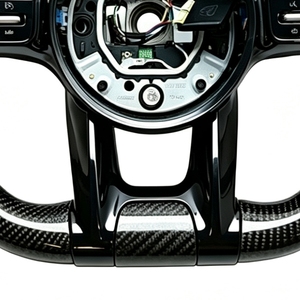 Volant en cuir et fibre de carbone forgée pour <span class=keywords><strong>Mercedes</strong></span> Benz W204 W205 W211 W213 W212 W222 EQA E550 G63 Classe C AMG - Product Image 5