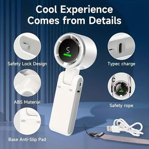 Ventilador de Mano Plegable y Portátil, Recargable por USB-C, 5 Velocidades, 13550 RPM, Viento Fuerte, Ideal para el Auto, Viajes y Camping - Product Image 5