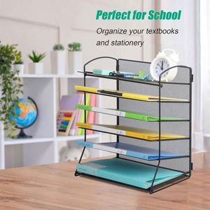 Screws Free Design Metal Mesh 6 Tier Desktop Paper Tray Organizer Desktop <b>File</b> Organizer Desk Document Letter Tray - Product Image 4