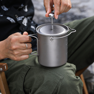 Pot en titane 750 ml, cafetière à piston portable, cafetière à piston ultralégère pour le <span class=keywords><strong>camping</strong></span>, compatible avec les réchauds de <span class=keywords><strong>camping</strong></span> - Product Image 4