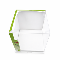 Boîte de présentation de gâteaux transparente verte de 6 pouces en gros avec couvercle, vitrine à pâtisserie carrée en PET, boîte cadeau pour desserts de boulangerie
