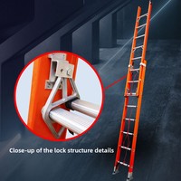 Escalera Telescópica Aislada de Fibra de Vidrio de 220KV, 20 pies, FRP, Portátil, de Seguridad para Electricistas, para Trabajos de Servicios Públicos