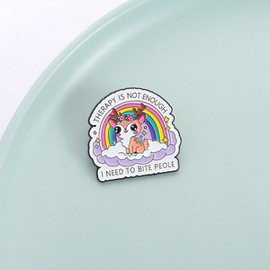 La terapia no es suficiente, necesito morder a la gente, Pin esmaltado, lindo Arco Iris, ciervo, Animal, broche, insignia de solapa, regalo de joyería para amigos - Product Image 1