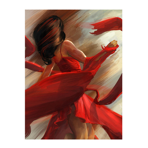 Abito rosso moderno Dancing Woman Canvas Painting Wall Art poster <span class=keywords><strong>e</strong></span> Nordic Vintage Prints Picture for Living Room Home Decor - Product Image 3