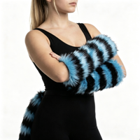 Ensemble trois pièces queue de chat du Cheshire en peluche rayé bleu et noir pour jeu de rôle et fête d'Halloween