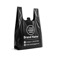 Sacs d'emballage en plastique noir opaques avec impression de logo blanc personnalisé et nom de marque pour la vente en gros aux détaillants de magasins de proximité