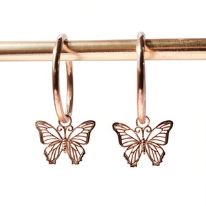 Pendientes de Aro con Mariposa en Oro Rosa para Mujer, Joyería de Moda en Aleación, Pendientes Chapados en Oro Rosa con Diseño Delicado - Product Image 1