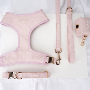 HanYangカスタムソフトレザー犬用ハーネス犬用アクセサリー革犬用首輪とうんちバッグセーラーボウ - Product Image 1