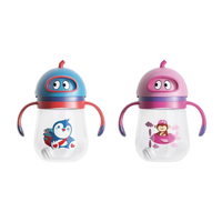 Bouteille d'alimentation à large ouverture avec poignée, grande capacité, sans BPA, en PP, pour bébé de 0 à 12 mois, avec débit variable et motif imprimé