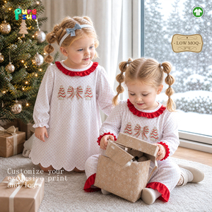 Abbigliamento Ricamato per Bambini Puresun, Vestiti Natalizi per Bambini, Abiti Tinta Unita per Bambine, Coordinati per Sorelle - Product Image 1