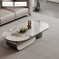 Nouvelle petite table basse exquise haut de gamme italienne ovale moderne plaque de roche salon table basse en marbre