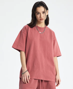 T-shirt surdimensionné pour homme FLOWORA OEM en coton 100% respirant, tricoté sur mesure, avec logo imprimé DTG sur le devant - Product Image 3