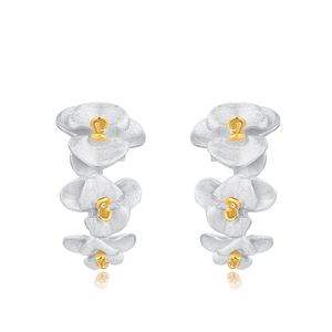 Style français rétro papillon <span class=keywords><strong>orchid</strong></span>ée plante boucles d'oreilles femmes romantique S925 argent Clip-on élégant frais en gros - Product Image 1