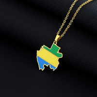 2025 vente en gros Logo personnalisé métal acier inoxydable drapeau du Gabon carte collier