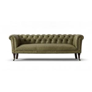 Tabouret ottoman traditionnel antique rembourré en cuir PU touffeté avec pieds en bois pour salon, hôtel/villa - Product Image 2
