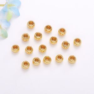 Perles lisses couleur or 18 carats Lisheng Jewelry, grandes perles à trou large pour la création de bracelets, colliers et bijoux DIY. - Product Image 4
