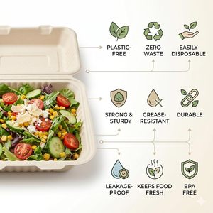 1500ml 9 Inch 100% Biodegradable & Compostable Bagasse Biodegradable Food Packaging Containers Food Boxes - Product Image 2