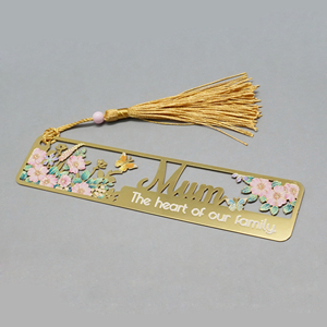 Wholesale Custom 13x3cm Elegant Floral Hollow Copper Bookmarks with Tassel and Backcard for Gifting