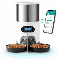 Distributeur automatique intelligent OEM WiFi à double bol en acier inoxydable pour animaux de compagnie avec écran LCD, programmable via application, minuterie et commande vocale pour chiens et chats