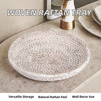 Handgeweven klassieke rotan opbergbak, geweven mand voor beddengoed, fruit en snacks, voor keuken, salontafel, huishoudelijke organizer, multifunctioneel