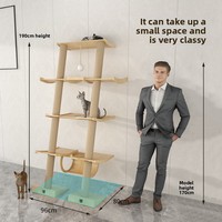 Grand arbre à chat en bois à plusieurs niveaux de haute qualité écologique avec une stabilité de résistance supplémentaire et un espace extra large en sisal pour les chats