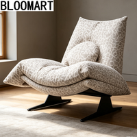 Fauteuil d'appoint haut de gamme en tissu avec pieds en acier carbone, rembourrage en éponge douce, fauteuil inclinable individuel pour espace commercial de luxe