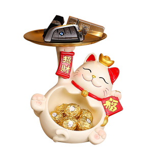 Plateau à bonbons Lucky Cat en résine, forme irrégulière décorative, pour cadeau du Nouvel An chinois - Product Image 5