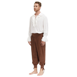 <span class=keywords><strong>Camicia</strong></span> Medievale da Uomo SD a Maniche Lunghe con Colletto a Risvolto Decorata con <span class=keywords><strong>Volant</strong></span> e Lacci SLAF0014 - Product Image 5