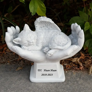 Özel el yapımı el-boyalı anıt melek kedi eller reçine heykelcik ev dekorasyon heykeli için Pet hatırlama - Product Image 4