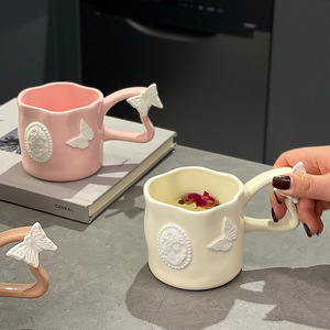 แก้วกาแฟเซรามิกทรงหนาแบบฝรั่งเศส พร้อมด้ามจับที่ให้ความรู้สึกหรูหรา แก้วน้ำสำหรับใช้ในบ้าน - Product Image 4