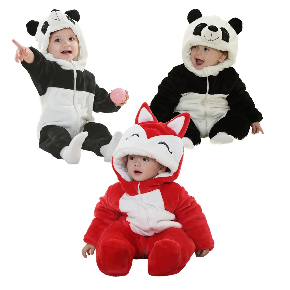 Cartoon Infant Baby Clothes Rompers Cute Stuffed Animal Design Kids Plush Jumpsuit Nightgown Baby Romper Sets