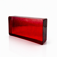 Direkter Hersteller Lebendiger Einfarbiger Rubinroter Geschmolzener 200x100x50mm Kristallglas-Ziegel für Schaufenster und Wandgestaltung
