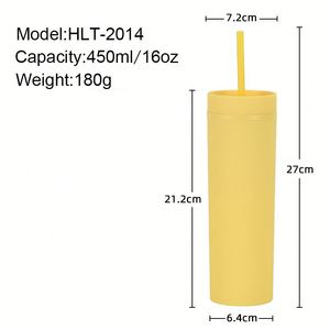 Gobelets fins mats personnalisés avec couvercles et pailles - Gobelets en acrylique plastique double paroi de 16 oz pour café glacé et smoothies - Product Image 4