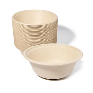 Wins Flying Biodegradable Food Paper Bowl Kraft Paper Bowl Restaurant Takeout Salad Hot Soup Dessert Oval Bagasse Paper Bowl