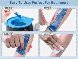 Kit d'épilation à la cire dure naturelle Lifestance avec noix de coco et aloe vera pour l'épilation brésilienne en salon, épilation indolore du visage - Product Image 2