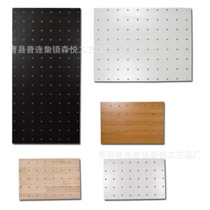 Solid Wood Pegboard Wall Shelf Adjustable Storage Rack Rectangle Single Tier For Neatening On Walls - Product Image 5