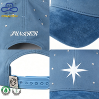 Gorras de Béisbol de 5 Paneles con Diseño de Pedrería, Logotipo Impreso de Primera Calidad, Tela de Velour, con Etiqueta Privada para Unisex, Estilo Urbano