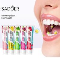 SADOER Dentifrice Blanchissant aux 5 Saveurs de Fruits Ultra Blanc Nettoyage en Profondeur Soin Buccal Haleine Fraîche Santé Dentaire 100g