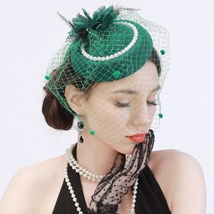 Boda <span class=keywords><strong>novia</strong></span> <span class=keywords><strong>velo</strong></span> pastillero perla tocados sombreros - Product Image 5