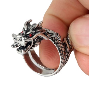 Anillo de Dragón yúnique de Acero Inoxidable para Hombre, Joyería del Zodíaco Animal, Regalo con Diseño de Ojo Rojo - Product Image 4