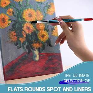 Fournitures d'art professionnelles, ensemble de 7 pinceaux, manche bleu, poils en nylon, pinceaux d'art, manche en bouleau, pinceaux multi-usages pour peinture à l'aquarelle - Product Image 4