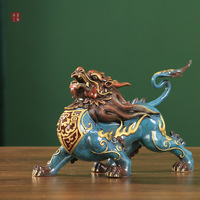 Paire de figurines Pixiu Feng Shui en laiton, sculptées sur mesure, imitation antique traditionnelle, pour salon, entrée, maison