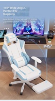 Chaise de jeu ergonomique inclinable en cuir synthétique avec hauteur réglable, cadre en acier inoxydable, rotation à 360 degrés pour salle de jeux