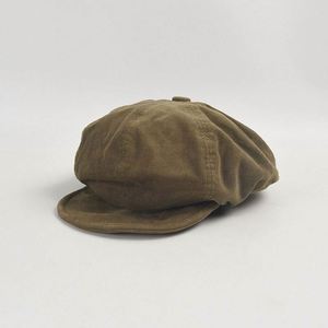 หมวกเบเร่ต์ผ้าลูกฟูกแบบใหม่ประจำฤดูใบไม้ร่วง-ฤดูหนาวปี 2024 สำหรับผู้หญิง สไตล์วรรณกรรมย้อนยุค แฟชั่นหมวกทรงนิวส์บอย ปีกหมวกพับได้ ดีไซน์โดดเด่น ให้ความอบอุ่น เหมาะกับการแต่งตัว - Product Image 1